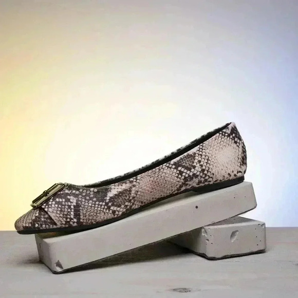 Beige Brown Snake Print Flats - Picture 3 of 5